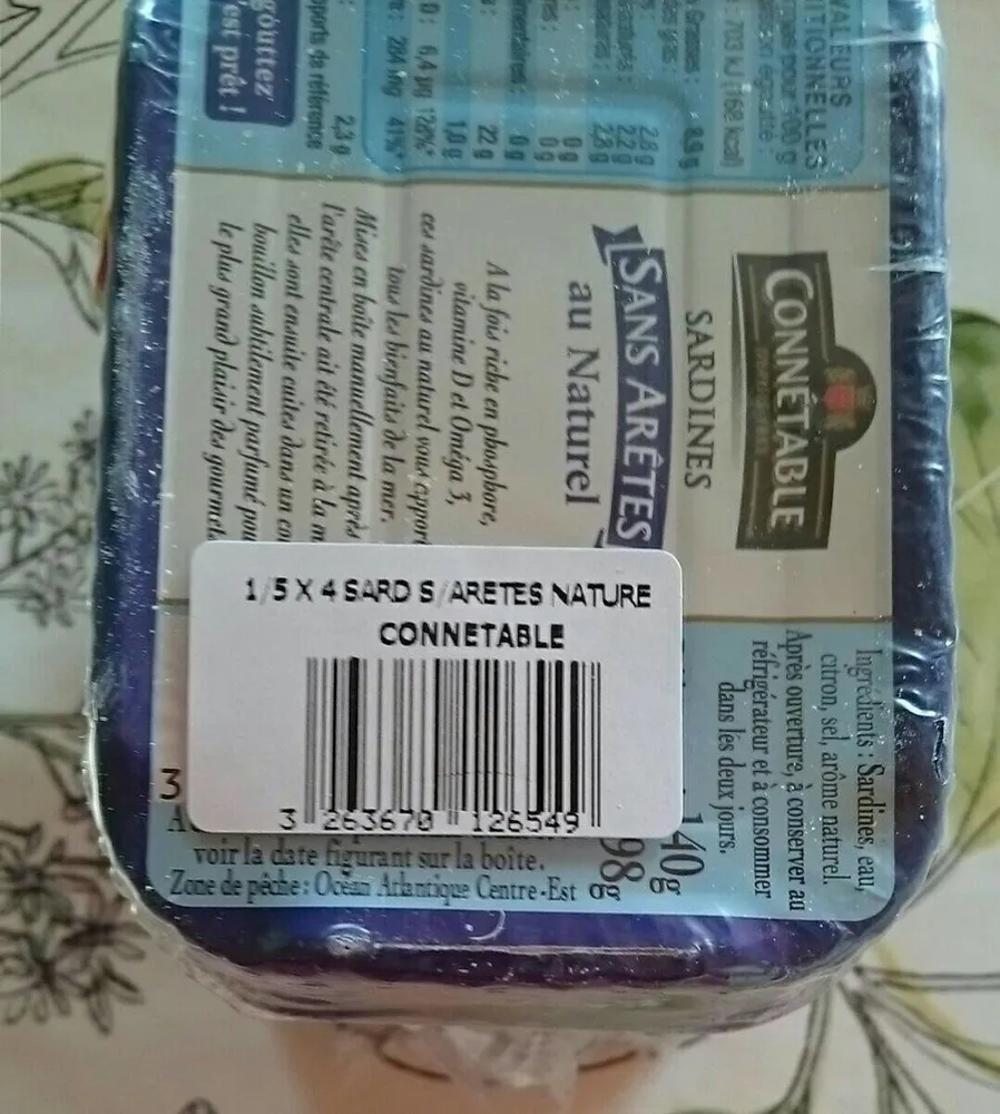 Sardines sans arêtes au naturel