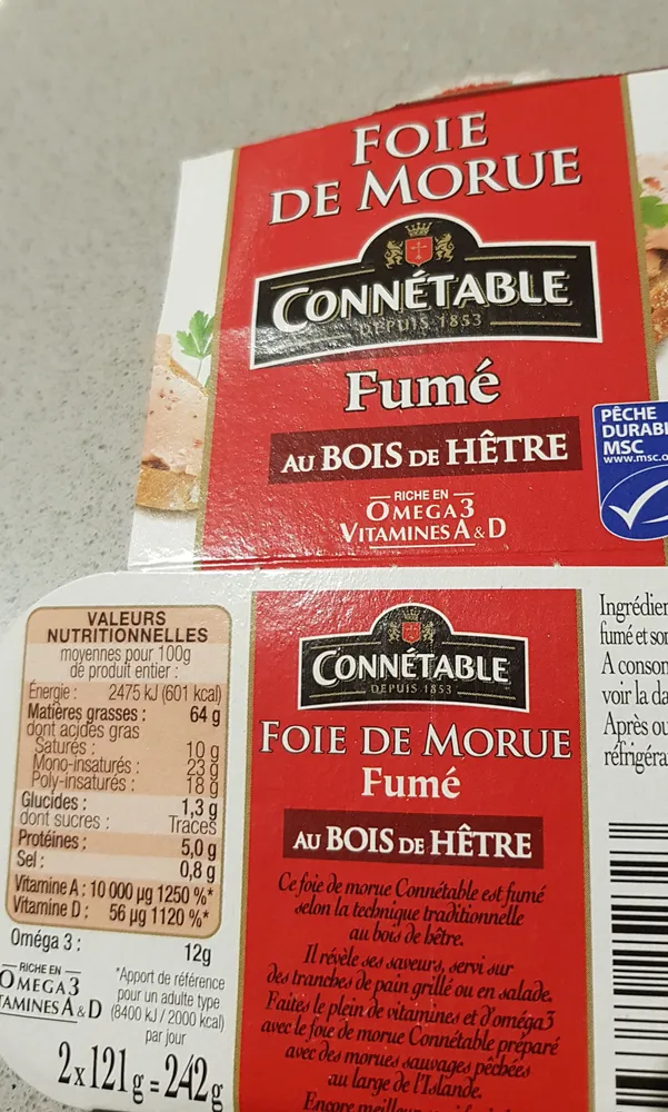 Foie De Morue, Pack De 2 Boîtes De 2 X 121g 121 Grammes,