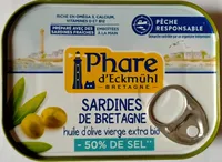 Sardines huile d’olive vierge extra bio -50% sel