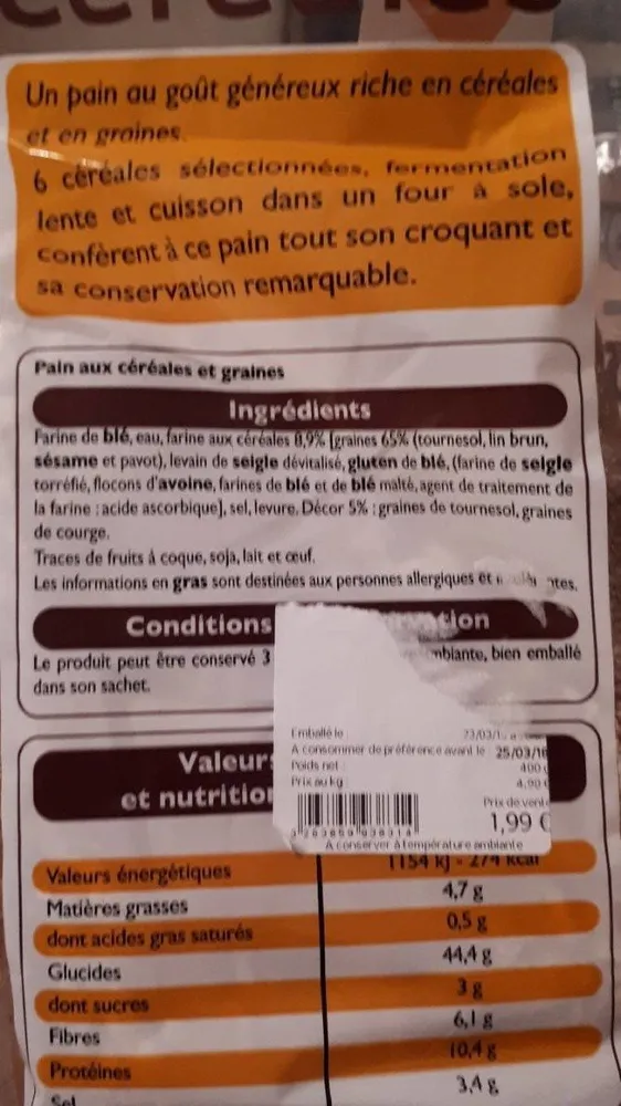 Pavé céréales