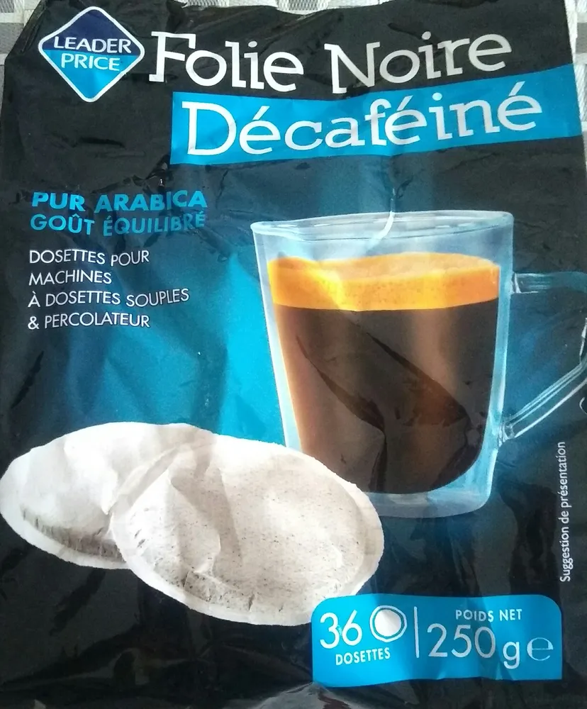 Folie noire Décaféiné 100% arabica, 36 dosettes