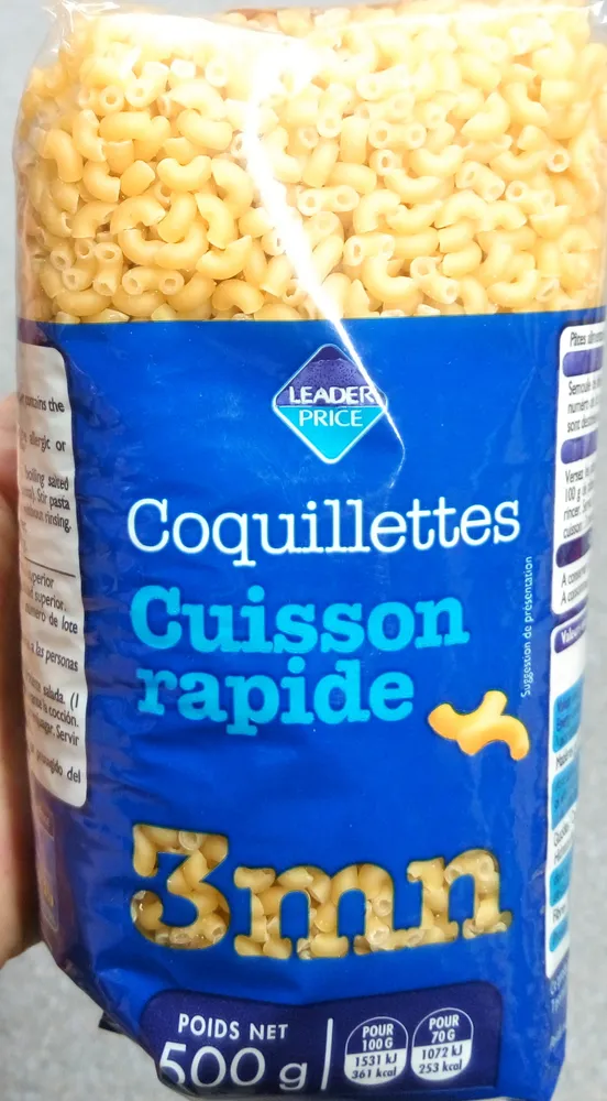 Coquillettes cuisson rapide 3 mn