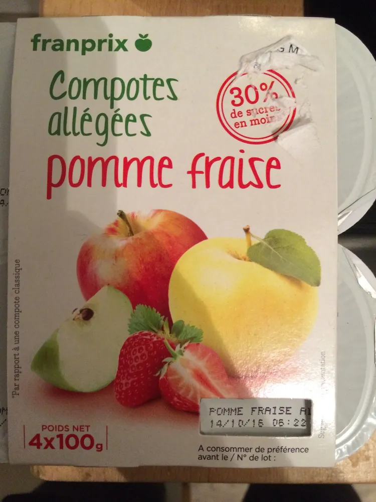 compotes pomme fraise allégées en sucres