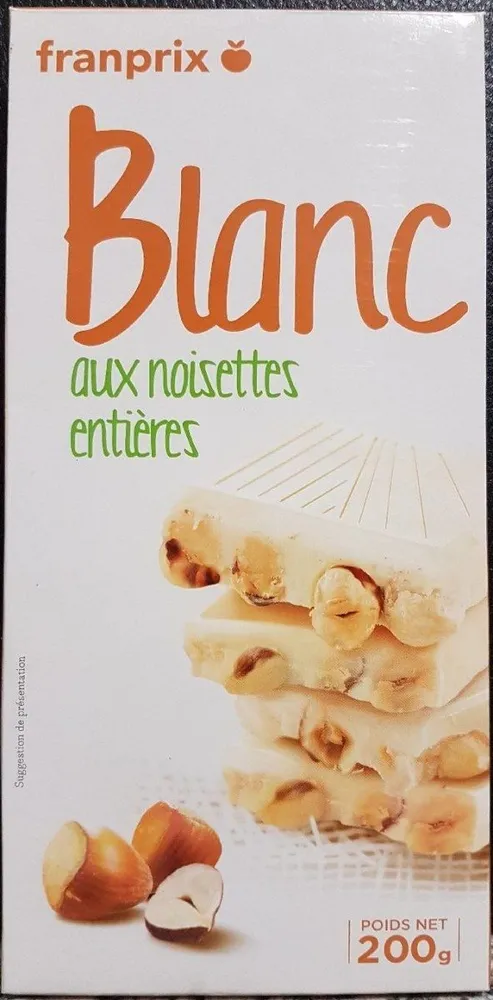 Chocolat Blanc aux Noisettes Entières Torréfiées
