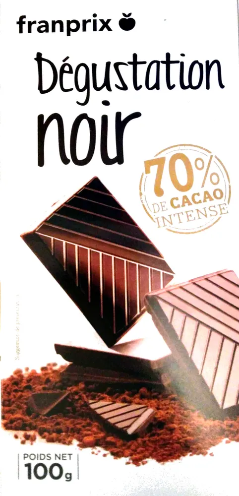 Dégustation noir 70% de cacao intense