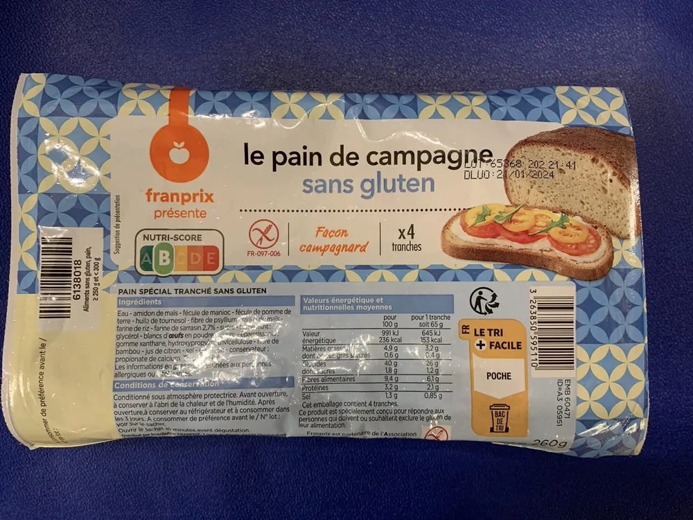 Le pain de campagne sans gluten