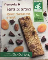 Barres de cereales abricot, chocolat noir, amande