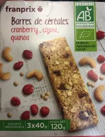 Barres de cereales cranberry, cajou, quinoa