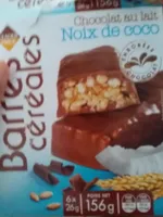 Barre céréales Chocolat au lait Noix de coco