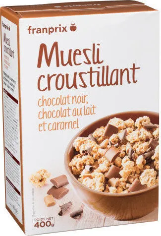 muesli croustillant 2 chocolats et caramel