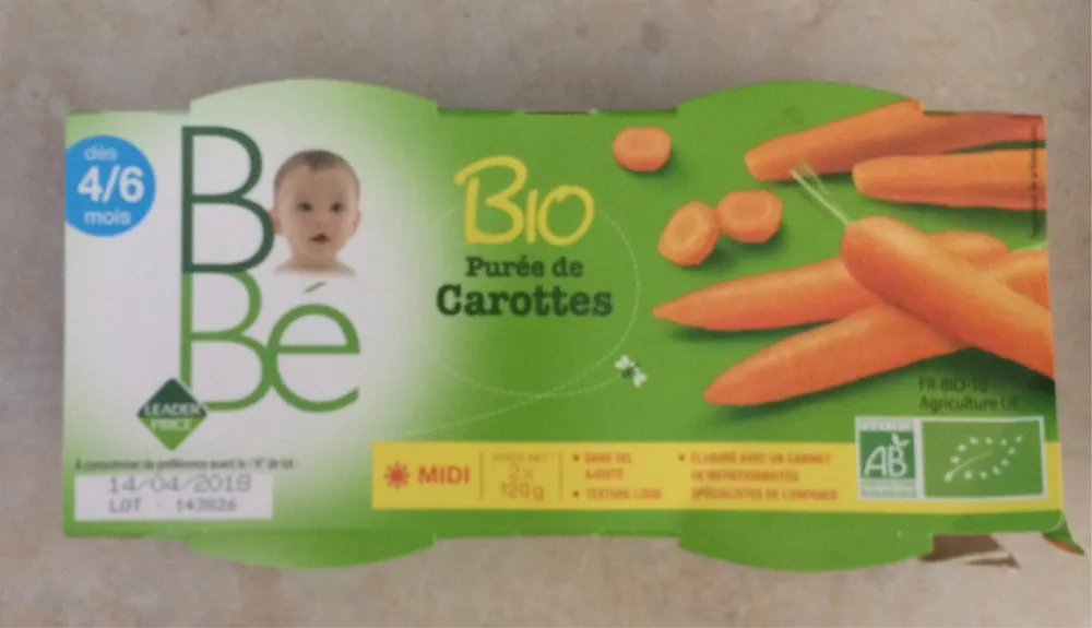 Purée de carottes bebe