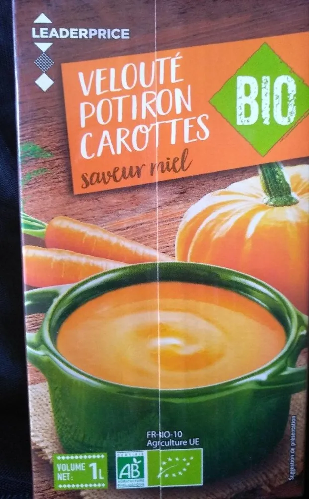 Velouté potiron carottes bio