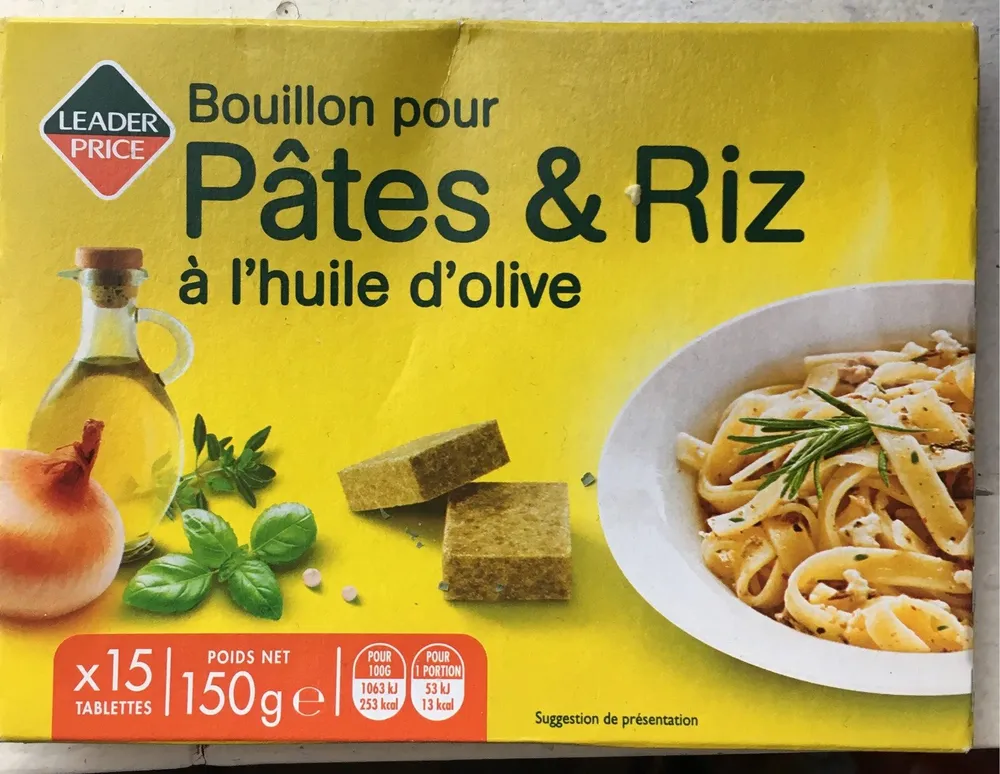 Bouillon pates riz aux herbes et a l'huile olive