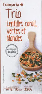 trio de lentilles cuisson rapide