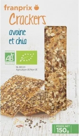 crackers graines de chia et avoine bio