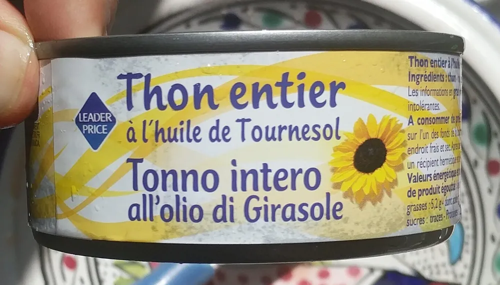 Thon Entier à L'huile De Tournesol