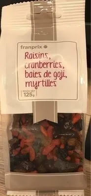 Raisins, cranberries, baies de goji, myrtilles