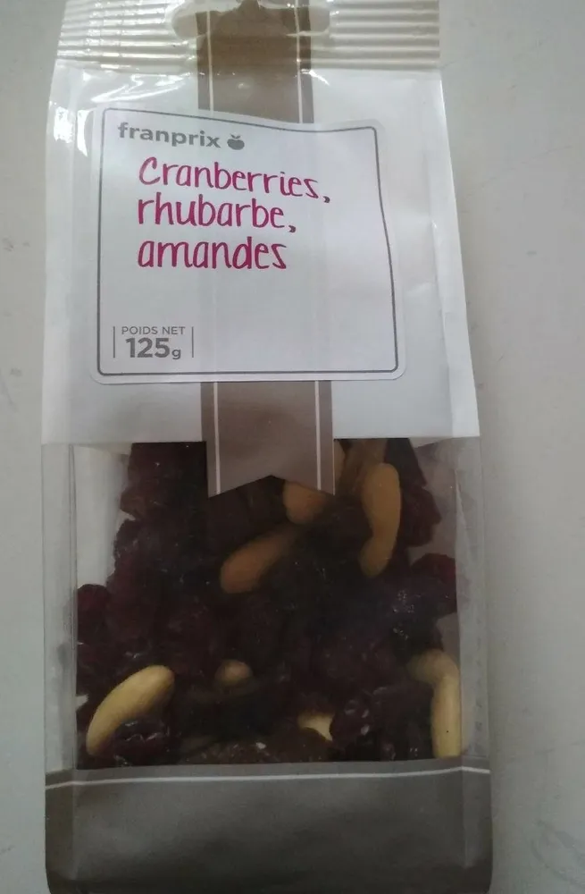 Mélange cranberries rhubarbe amandes
