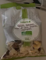 Raisins, bananes, noix de coco, ananas, mangued