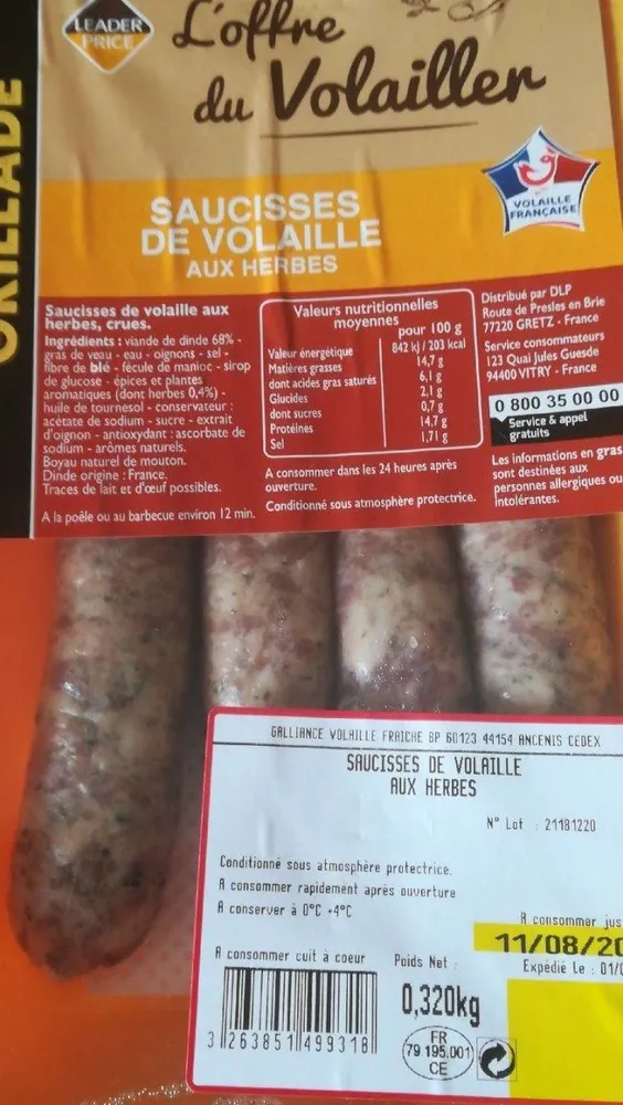 Saucisse de volaille aux herbes