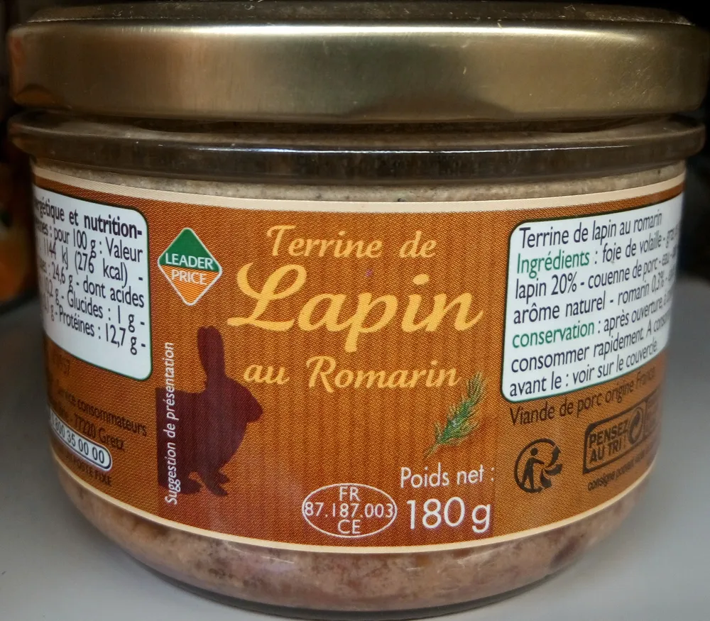 Terrine de lapin au romarin