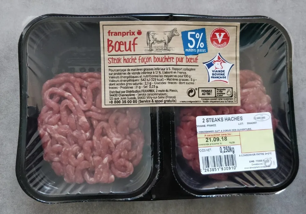 Steak haché façon bouchère pur bœuf 5%