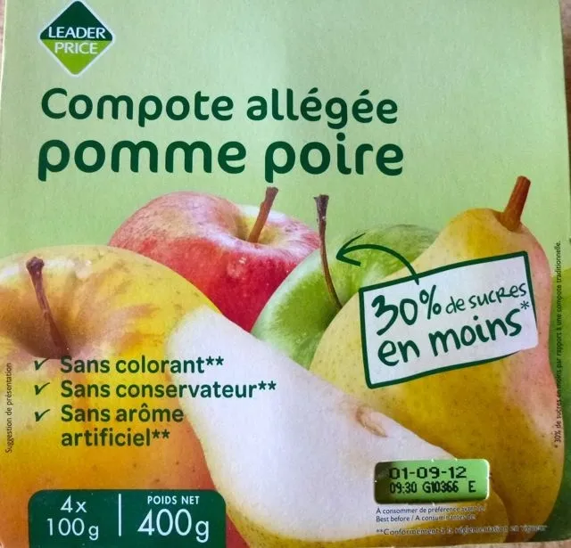 Compote allégée pomme poire