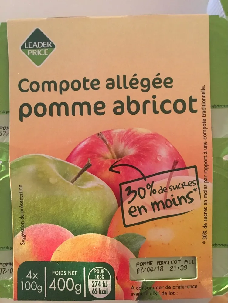 Compote pomme, abricot allégée