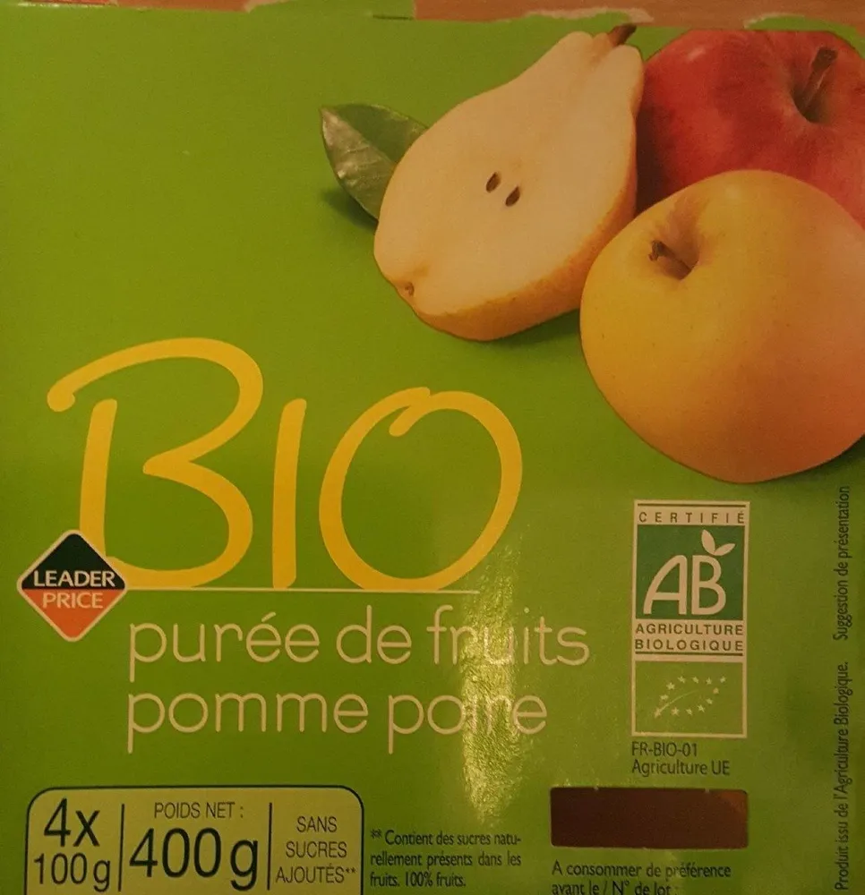 Purée de fruits pomme poire