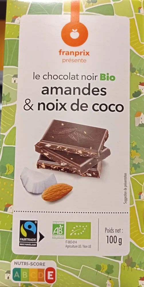 Chocolat noir amande coco bio