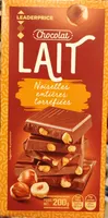 Chocolat lait noisettes entières