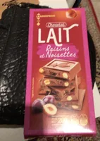 Chocolat lait raisin et noisettes