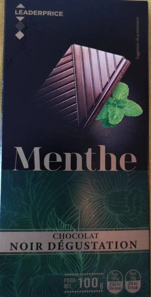 Chocolat noir dégustation aromatisé à la menthe