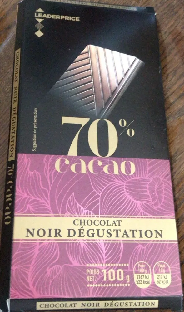 Chocolat noir degustation 70% de cacao