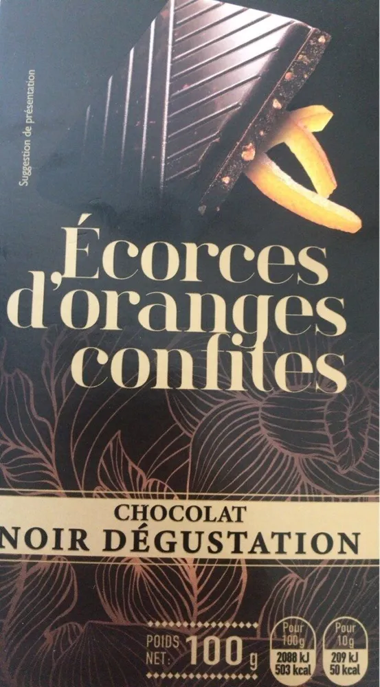 Chocolat noir dégustation ecorces d’orange