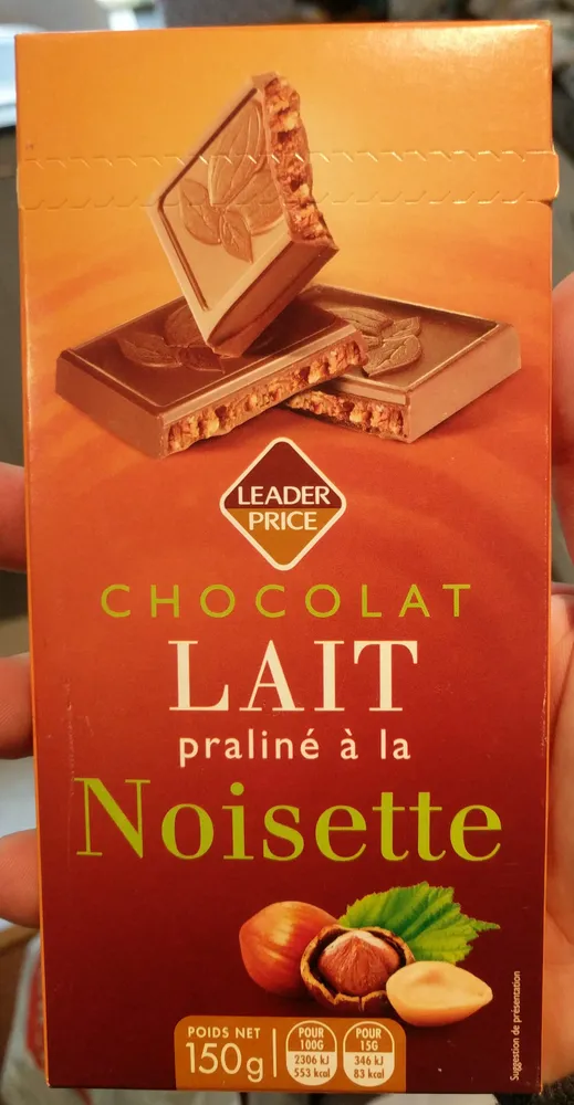 Chocolat au Lait Praliné et Noisettes