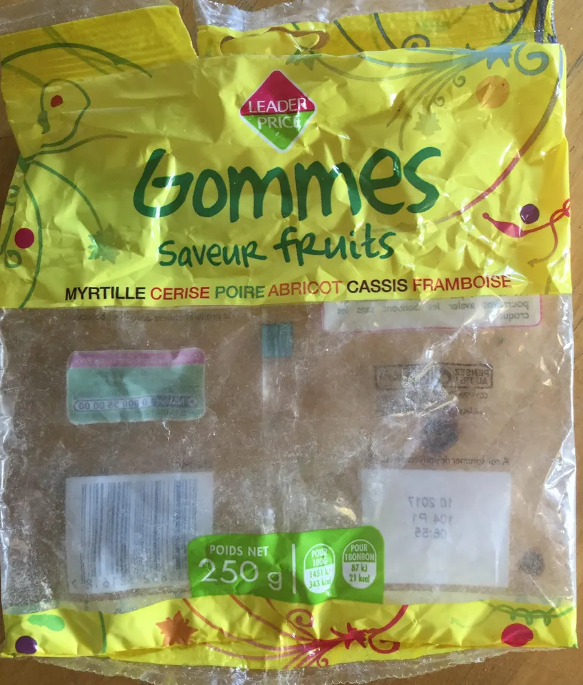 Gommes saveur fruits