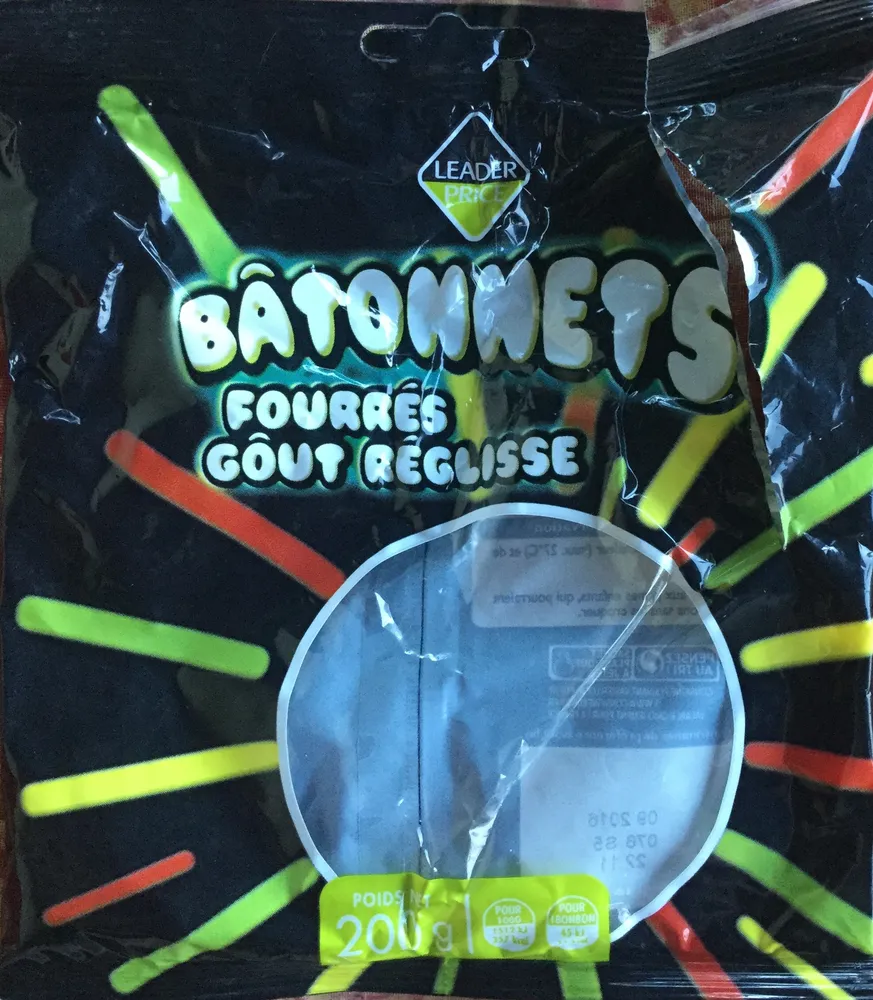 Bâtonnets Fourrés Goût Réglisse