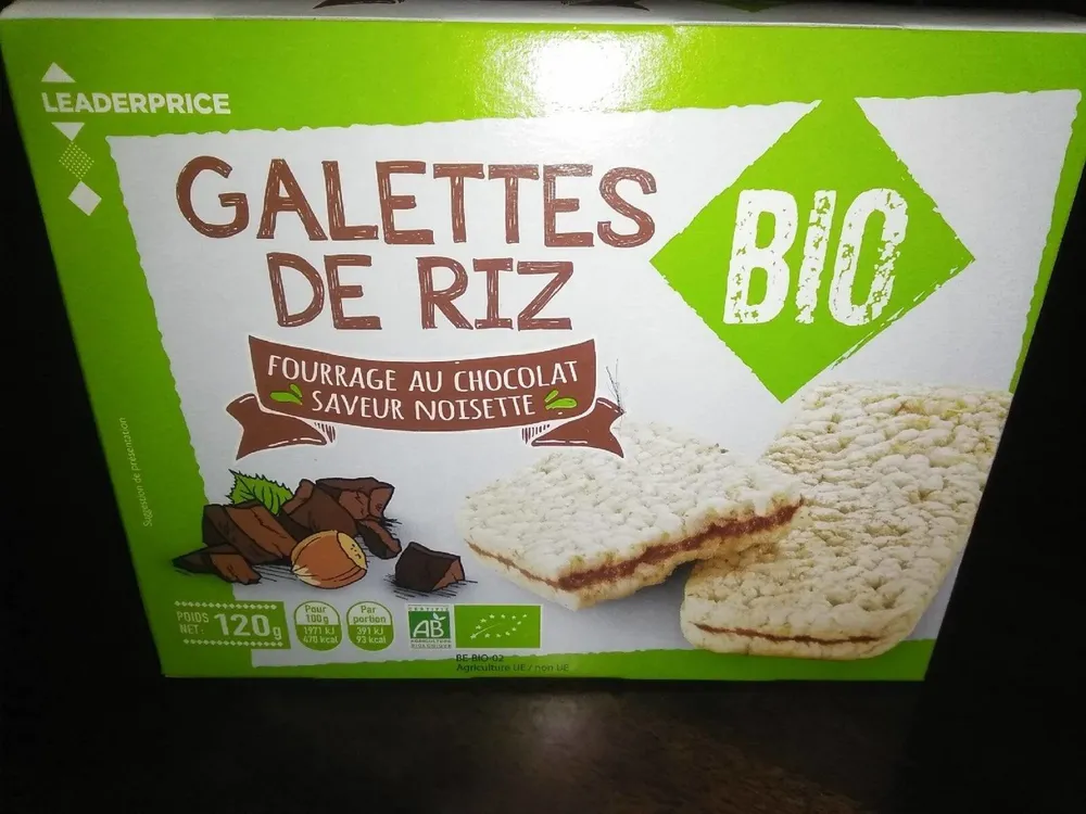 Galettes de riz fourrage au chocolat saveur noisette