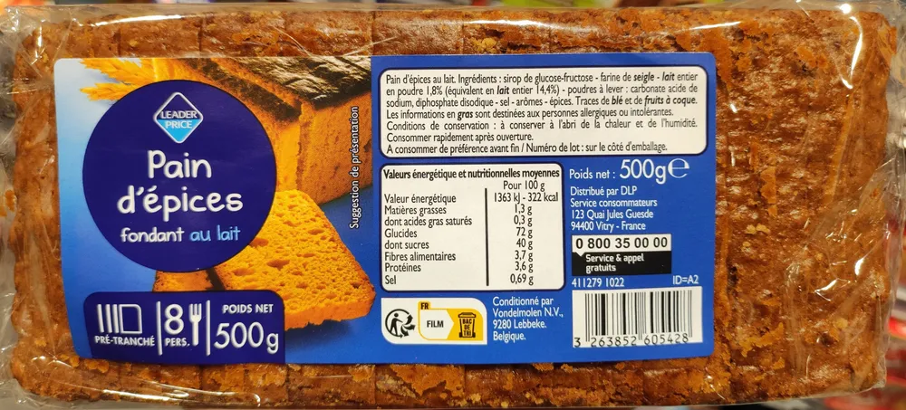 Pain d'épices fondant au lait