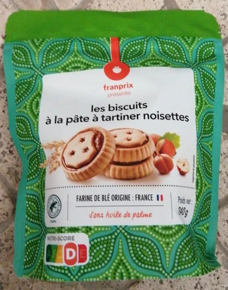 Les biscuits à la pâte à tartiner noisettes