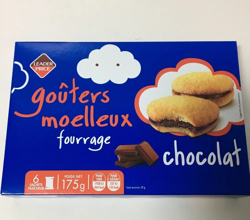 Goûters moelleux fourrage chocolat