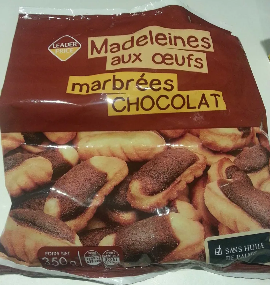 Madeleines aux oeufs marbrées chocolat
