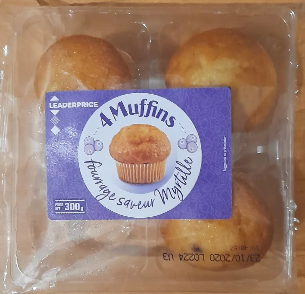 4 Muffins fourrage saveur myrtille