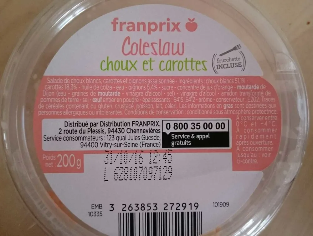Coleslaw choux et carottes