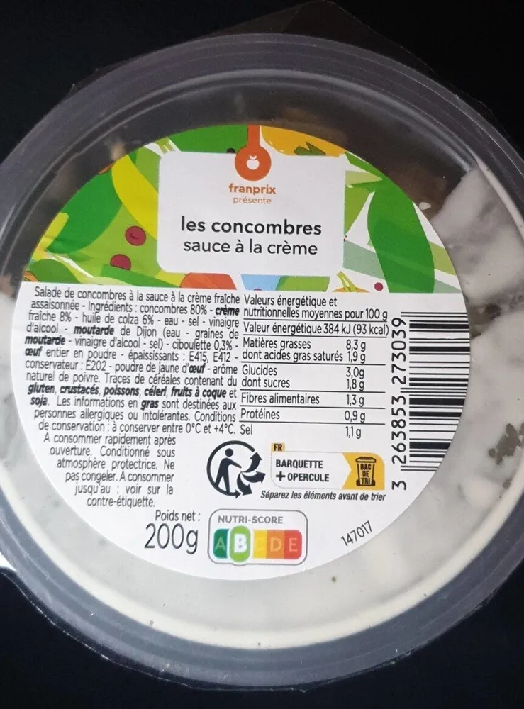 Les concombres sauce à la crème