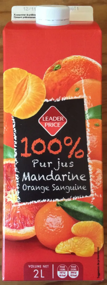 100% pur jus Mandarine Orange Sanguine