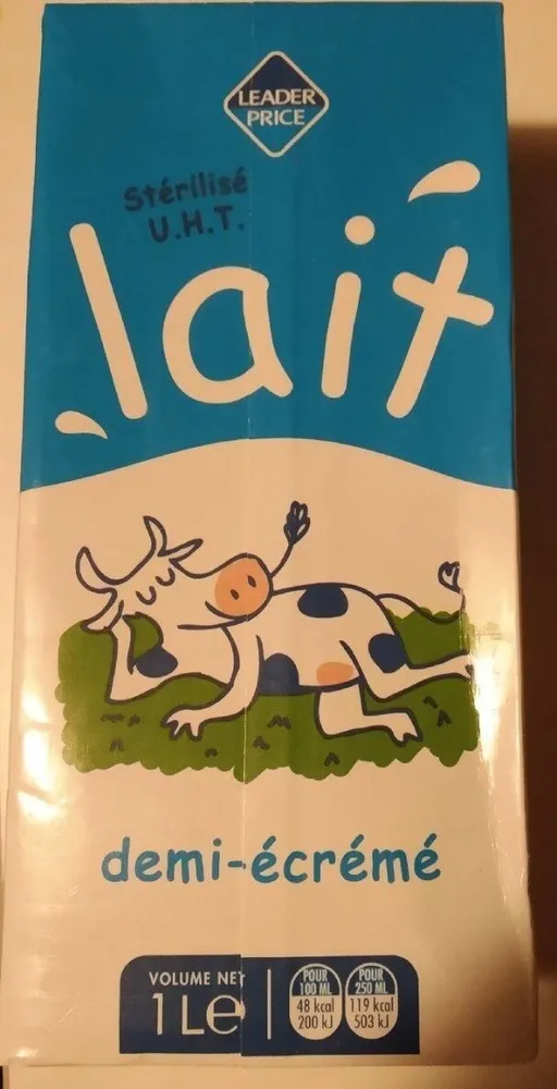 Lait demi-écrémé stérilisé UHT