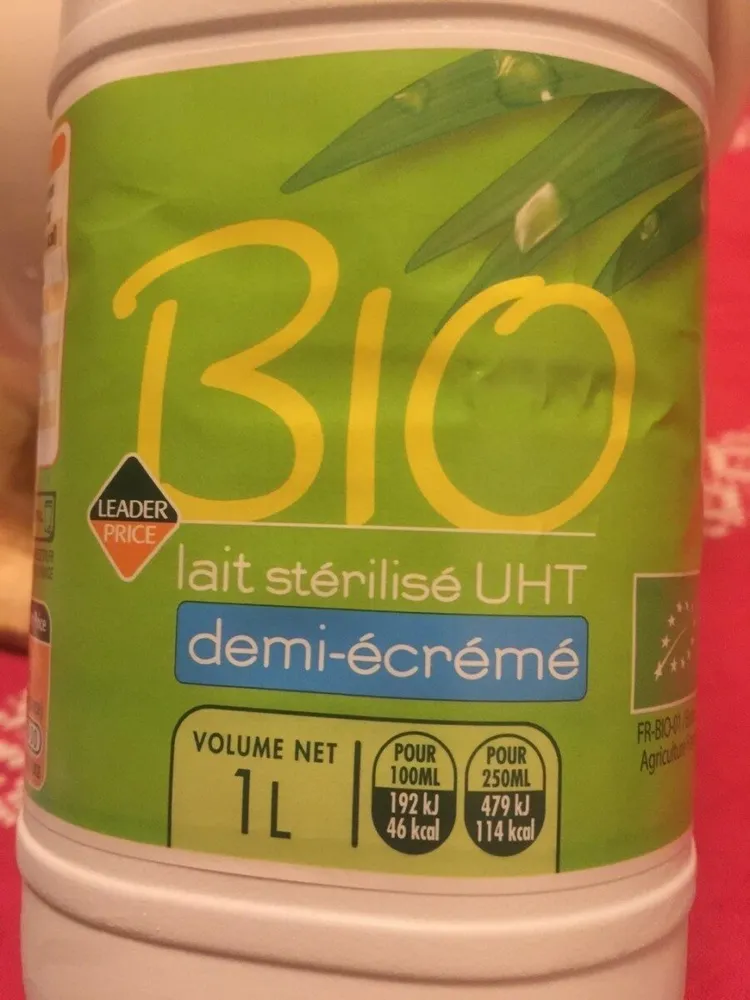 Bio lait stérilisé UHT demi-écrémé