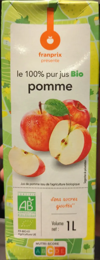 Jus de pomme bio 100% pur jus